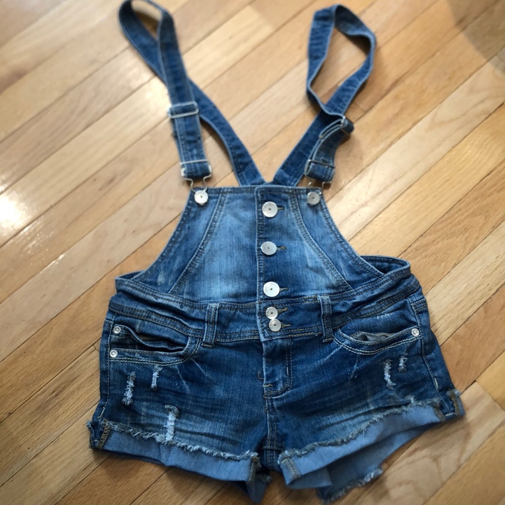 Blue Asphalt Ripped Overalls
